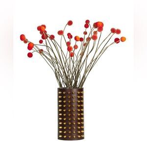 Dillon Spiked Leather Wrapped Vase Leather Wrapped Vase " The Emperor" (Brown)